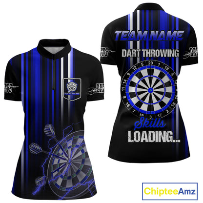 Blue Throwing Skills Loading Custom Darts Shirt For Women With Pocket Option TDM4703