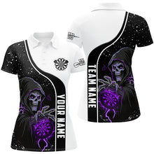 Load image into Gallery viewer, Purple Grim Reaper Darts Women Polo &amp; Quarter-Zip Custom Darts Shirts For Team Darts Jerseys TDM2626