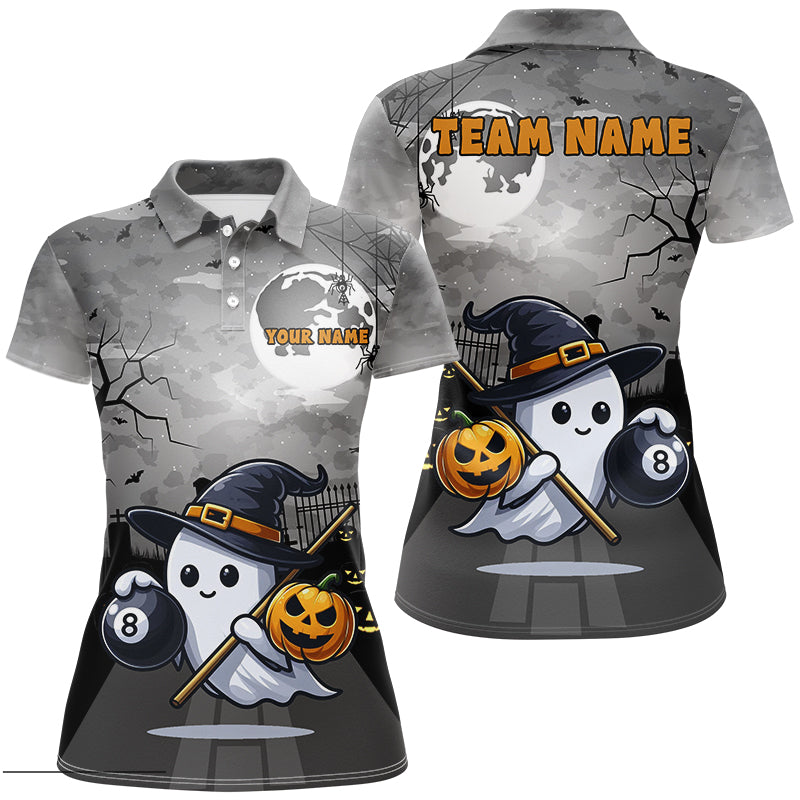Funny Ghostly Halloween Billiard Shirts For Women Custom Halloween Gift For Pool Lover TDM2629