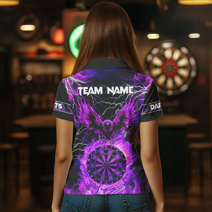 Purple Dart Board Fire Flame Custom Eagle Dart Shirts For Women, Thunder Lightning Dart Team Jerseys TDM2877