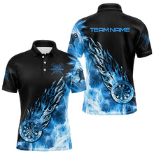 Load image into Gallery viewer, Black And Blue Light Icy Men Darts Polo &amp; Quarter Zip Custom Dart Shirts For Team Dart Jerseys TDM3345