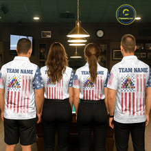 Load image into Gallery viewer, Grunge American Flag 8 Ball Billiard Shirt For Women Custom Patriotic Pool Team Jersey Polo, 1/4 Zip TDM5597