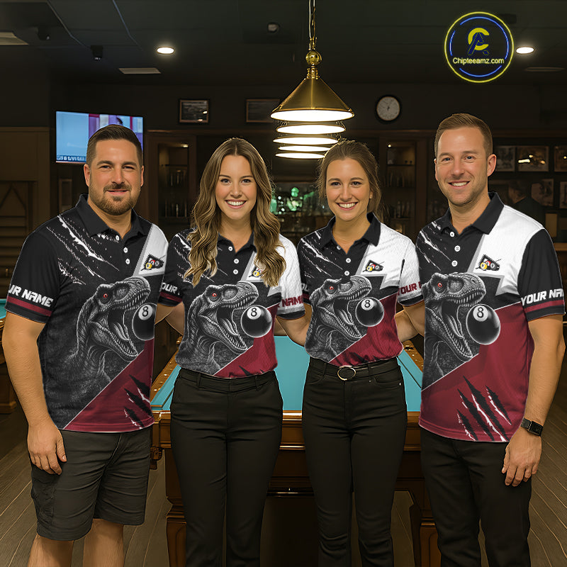 Personalized 8 Ball Pool Sauropod Billiard Shirts For Women Custom Billiard Team Jerseys |Red TDM5606