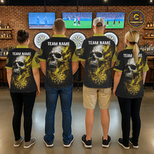 Load image into Gallery viewer, Personalized Yellow Black Skull Smoke Darts Shirt For Women Custom Darts Team Jersey Polo &amp;1/4 Zip TDM5837
