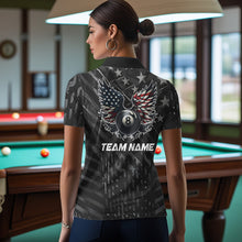 Load image into Gallery viewer, Black US Flag 8 Ball Pool Wings Billiard Shirt For Women Custom Billiard Team Jersey Polo &amp; 1/4 Zip TDM5977