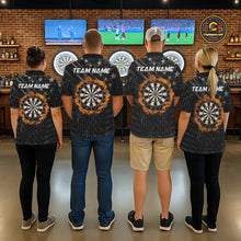 Load image into Gallery viewer, Black US Flag Dartboard Fire Darts Shirt For Women Custom Darts Jersey Team Polo &amp; 1/4 Zip TDM5978
