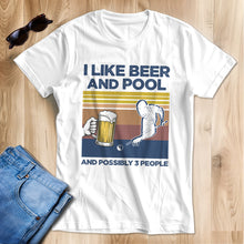 Load image into Gallery viewer, Funny Retro Billiard Shirts I Like Beer And Pool And Possibly 3 People T-Shirts, Pool Player Gifts TDM3938