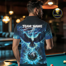 Load image into Gallery viewer, Blue American Flag Eagle Billiard Shirt For Men Custom 8 Ball Thunder Lightning Pool Team Jersey TDM4104