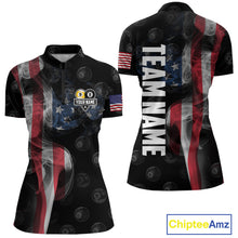 Load image into Gallery viewer, Customized Vintage Smoke US Flag Ball Billiard Shirt For Women, 8 Ball &amp; 9 Ball Patriotic Pool Jersey TDM4467