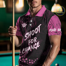Load image into Gallery viewer, Shoot For Change Breast Cancer Awareness Billiard Shirt For Men Custom Pink Ribbon Billiard Jersey TDM4468