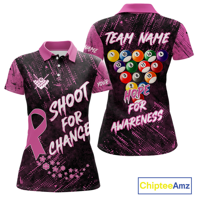 Shoot For Change Breast Cancer Awareness Billiard Shirt For Women Custom Pink Ribbon Billiard Jersey TDM4468