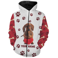 Load image into Gallery viewer, Cute Dachshund Dog With Fabric Heart Custom All Over Print Shirts For Dog Mom, Best Sausage Dog Shirts TDM0058