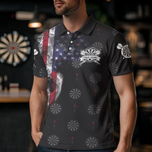 Load image into Gallery viewer, Smoke American Flag Darts Polo, Quarter-Zip Shirt Custom Patriotic Dart Shirts For Men Dart Jerseys TDM2634