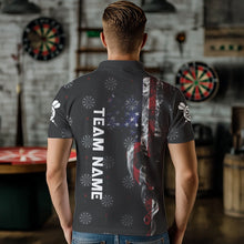 Load image into Gallery viewer, Smoke American Flag Darts Polo, Quarter-Zip Shirt Custom Patriotic Dart Shirts For Men Dart Jerseys TDM2634