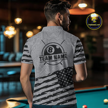 Load image into Gallery viewer, Personalized Grey US Flag 8 Ball Billiard Shirt For Men Custom Billiard Team Shirt, Pool Jerseys TDM4903