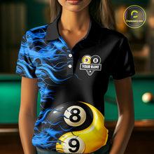 Load image into Gallery viewer, Blue Flaming 8 &amp; 9 Ball Yin-Yang Billiard Shirt For Women Custom Pool Team Jersey Polo &amp; 1/4 Zip TDM5984