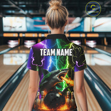 Load image into Gallery viewer, Colorful Lightning Shark Bowling Jersey For Women Custom Bowling Shirt Team Polo &amp; Quarter Zip TDM5988