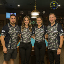 Load image into Gallery viewer, Personalized Green Camo Skull Billiard Shirt For Women, 8 Ball Billiard Team Jersey Polo &amp; 1/4 Zip TDM5993