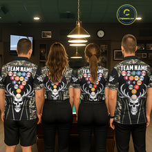 Load image into Gallery viewer, Personalized Green Camo Skull Billiard Shirt For Women, 8 Ball Billiard Team Jersey Polo &amp; 1/4 Zip TDM5993