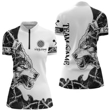 Load image into Gallery viewer, White Black Thorny Camo Wolf Dart Shirts For Women Custom Camouflage Dart Team Shirt Dart Jerseys TDM3815