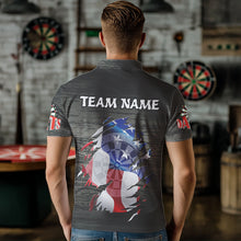 Load image into Gallery viewer, Personalized Grey Grunge American Flag Darts Shirts For Men Custom Patriotic Darts Team Jerseys TDM1558