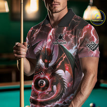 Load image into Gallery viewer, Personalized Thunder Lightning Dragon Billiard Shirt For Men, Red 8 Ball Pool Team Jersey TDM4481