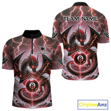 Load image into Gallery viewer, Personalized Thunder Lightning Dragon Billiard Shirt For Men, Red 8 Ball Pool Team Jersey TDM4481