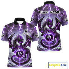 Load image into Gallery viewer, Personalized Purple Thunder Lightning Dragon Billiard Shirt For Men, Best 8 Ball Pool Team Jersey TDM4482