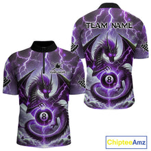 Load image into Gallery viewer, Personalized Purple Thunder Lightning Dragon Billiard Shirt For Men, Best 8 Ball Pool Team Jersey TDM4482