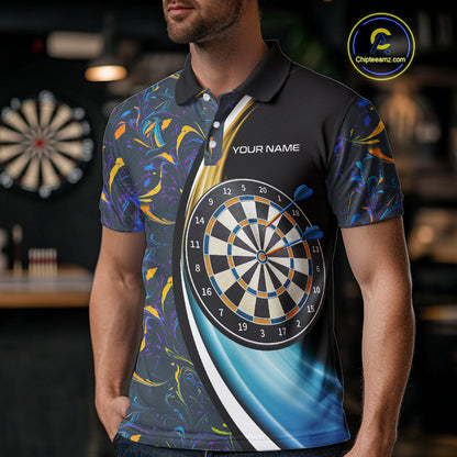 Funny Floral Marbling Pattern Custom Darts Shirt For Men, Team Polo & Quarter Zip Darts Jersey TDM4916