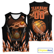Load image into Gallery viewer, Orange Icy Lightning Basketball Shirt Custom Name And Number Basketball Jerseys For Team TDM5630