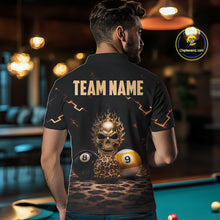 Load image into Gallery viewer, Black And Golden 8 Ball &amp; 9 Ball Skull Billiard Shirt For Men Custom Leopard Pool Team Jersey TDM5997