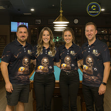 Load image into Gallery viewer, Black And Golden 8 Ball &amp; 9 Ball Skull Billiard Shirt For Men Custom Leopard Pool Team Jersey TDM5997