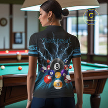 Load image into Gallery viewer, Blue Glowing Electric Billiard Shirts For Women Custom Billiard Jersey Team Polo &amp; Quarter Zip TDM3818