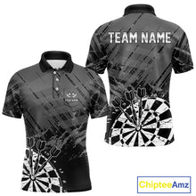 Load image into Gallery viewer, Grey Black Grunge Dart Shirts For Men Custom Dart Jersey With Pocket Option TDM4109