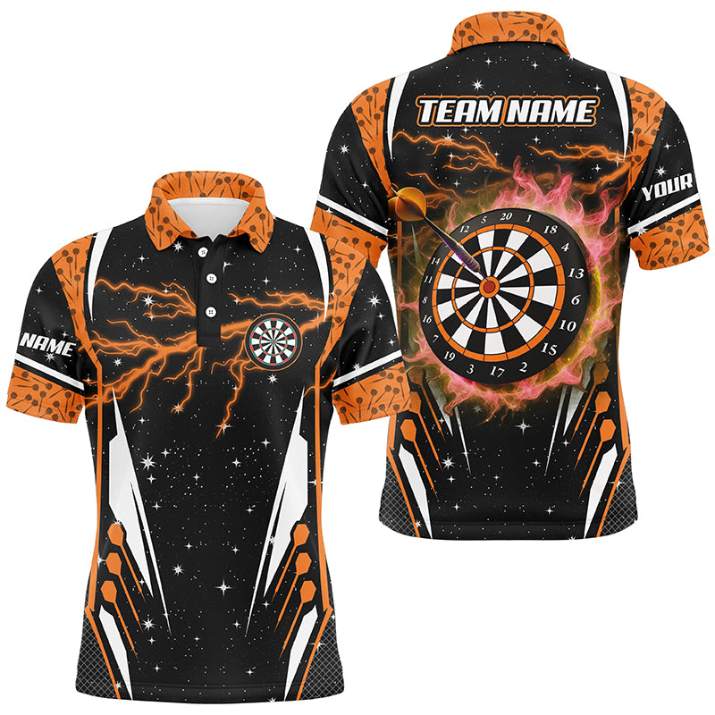 Personalized Thunder Lightning Orange Dart Jerseys Shirts For Men Custom Team League Darts Shirts TDM2149
