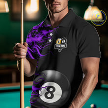 Load image into Gallery viewer, Purple Flaming 8 Ball &amp; 9 Ball Billiard Shirt For Men Custom Pool Team Jersey Polo &amp; 1/4 Zip TDM4713