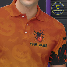 Load image into Gallery viewer, Personalized Orange Funny Spider Bowling Halloween Shirt For Men Custom Bowling Team Jersey  TDM4925