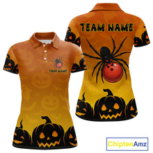 Load image into Gallery viewer, Personalized Orange Funny Spider Bowling Halloween Shirt For Women Custom Bowling Team Jersey  TDM4925