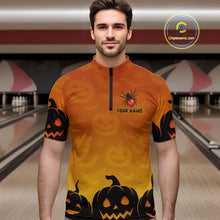 Load image into Gallery viewer, Personalized Orange Funny Spider Bowling Halloween Shirt For Men Custom Bowling Team Jersey  TDM4925