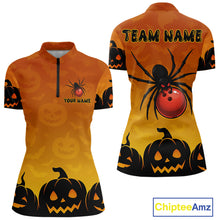 Load image into Gallery viewer, Personalized Orange Funny Spider Bowling Halloween Shirt For Women Custom Bowling Team Jersey  TDM4925