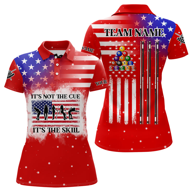 It's The Skill Custom American Flag Women Billiard Shirt Funny Billiard Jersey |Red TDM3121