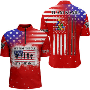 It's The Skill Custom American Flag Men Billiard Shirt Funny Billiard Jersey |Red TDM3121