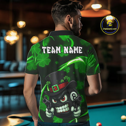 Personalized St Patrick Day 8 Ball Billiard Shirt For Men, Funny Shamrock Billiard Team Jersey TDM5357