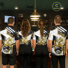 Load image into Gallery viewer, Gold 8 Ball Pool Fire Flame Smoke Custom Billiard Shirts For Women, Billiard Jerseys Team Uniform TDM5848