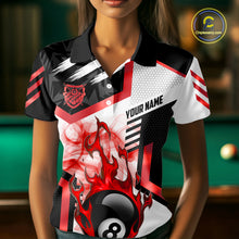 Load image into Gallery viewer, Red 8 Ball Pool Fire Flame Smoke Custom Billiard Shirts For Women, Billiard Jerseys Team Uniform TDM5849