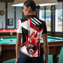 Load image into Gallery viewer, Red 8 Ball Pool Fire Flame Smoke Custom Billiard Shirts For Women, Billiard Jerseys Team Uniform TDM5849