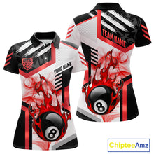 Load image into Gallery viewer, Red 8 Ball Pool Fire Flame Smoke Custom Billiard Shirts For Women, Billiard Jerseys Team Uniform TDM5849
