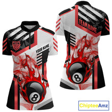 Load image into Gallery viewer, Red 8 Ball Pool Fire Flame Smoke Custom Billiard Shirts For Women, Billiard Jerseys Team Uniform TDM5849
