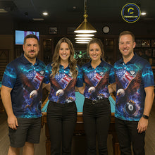 Load image into Gallery viewer, Personalized 8 Ball US Flag Eagle Lightning Billiard Shirt For Women, Patriotic Billiard Team Jersey TDM5850